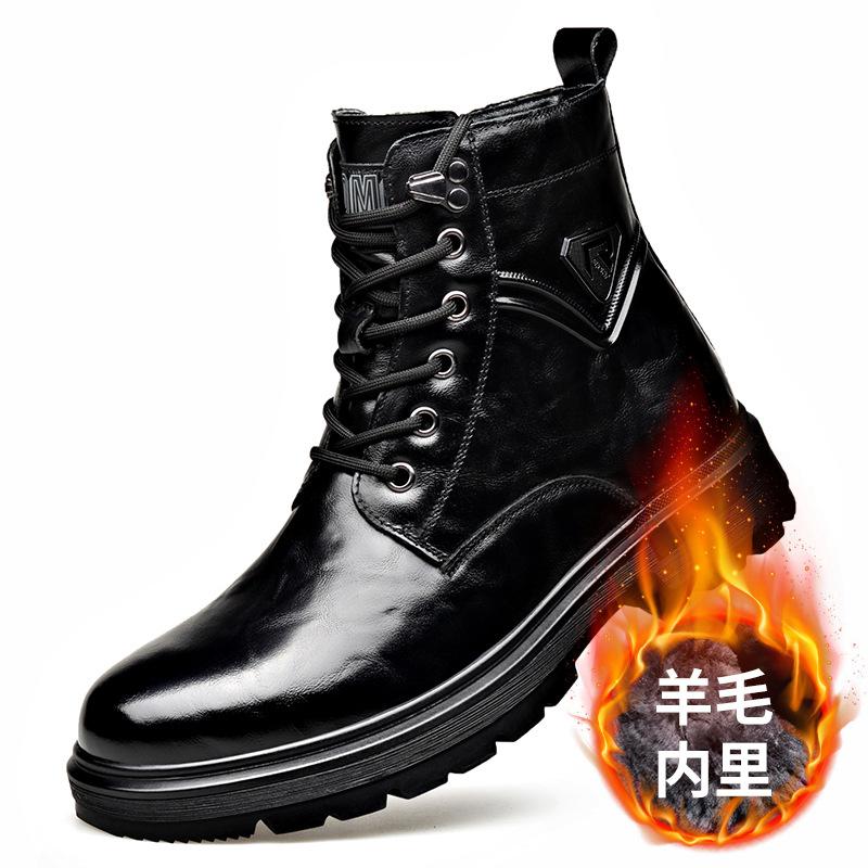 Autumn Winter Side Zipper Genuine Leather Boots for Men Casual Warm Cotton Work Shoes Man New Designer Ankle Boots Male