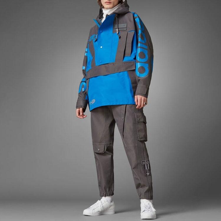 Adidas Originals Blue Version Series Letter Print Hooded Long Sleeve Rain Jacket Men Jackets HD2235