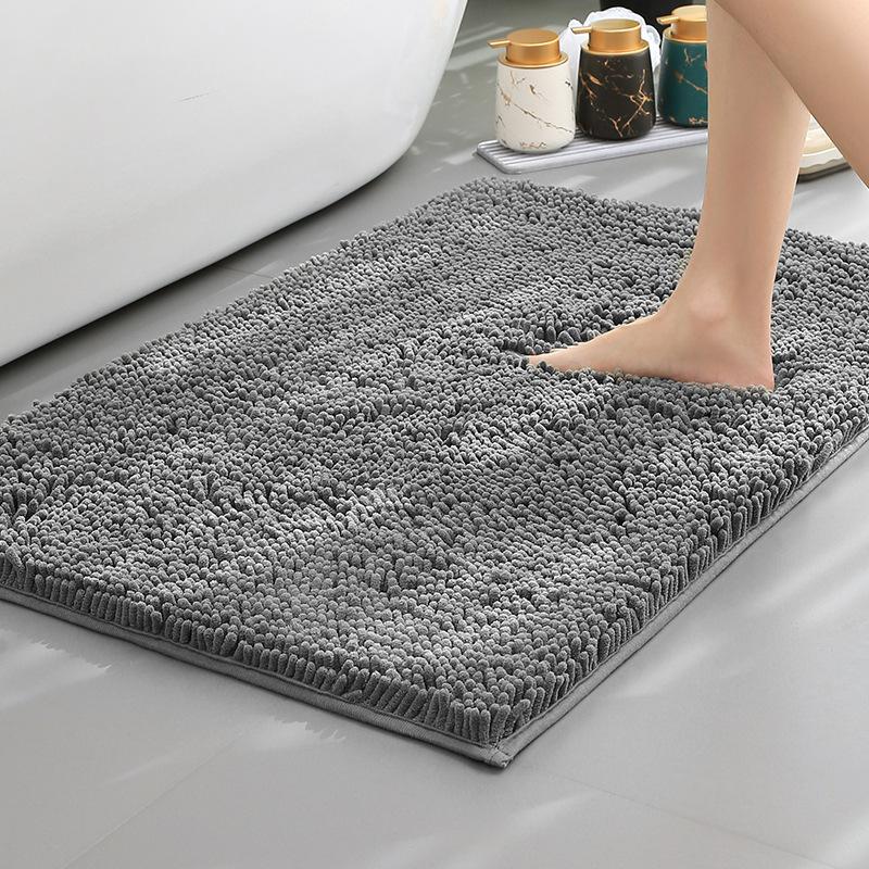 Chenier Thickened Solid Color Bathroom Floor Mat, Bathroom Non-Slip Foot Mat, Household Bathroom Door Absorbent Dirt-Resistant Carpet