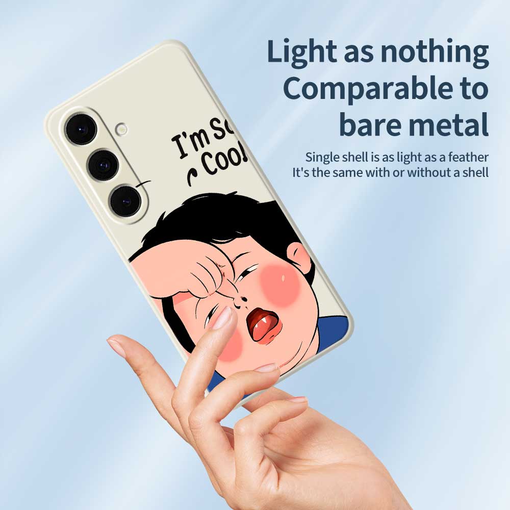 For Samsung Galaxy S24 FE Case Make Faces Kid Pattern Printing Straight Edge TPU Phone Back Cover