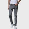 Men's Slim-Fit Korean Style Trendy Elastic Casual Black and Gray Jeans - 2019 Spring/Summer Collection.