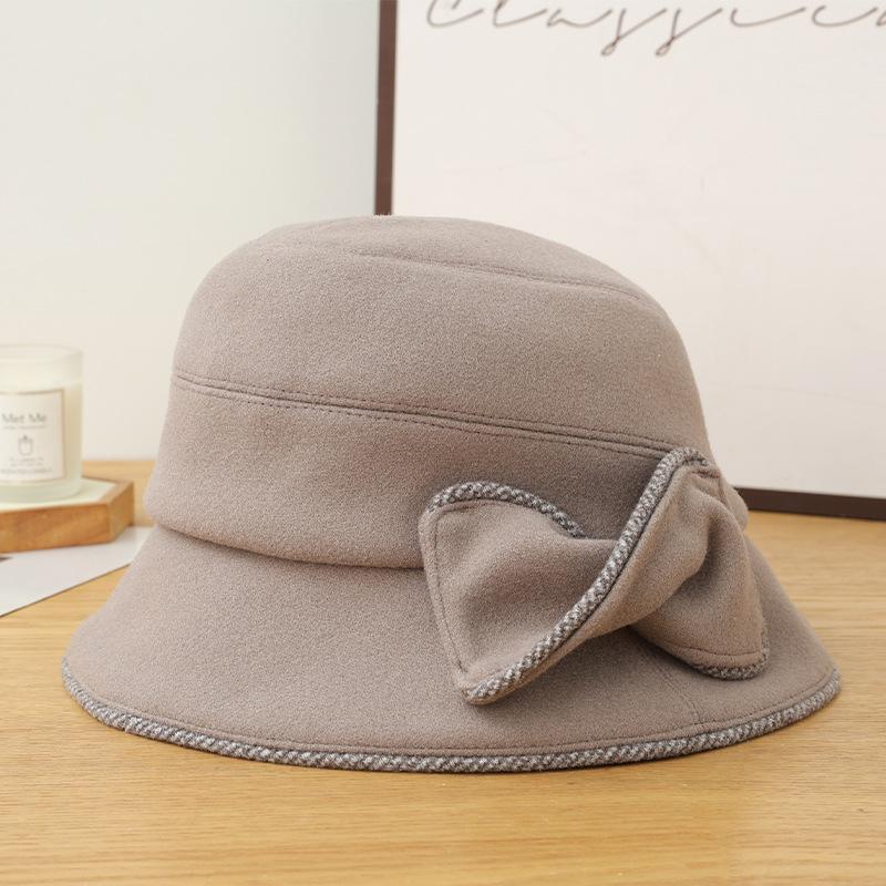 Autumn and Winter Hat Women's Bucket Hat Retro Versatile High Sense Bucket Hat Big Brim Washbasin Hat