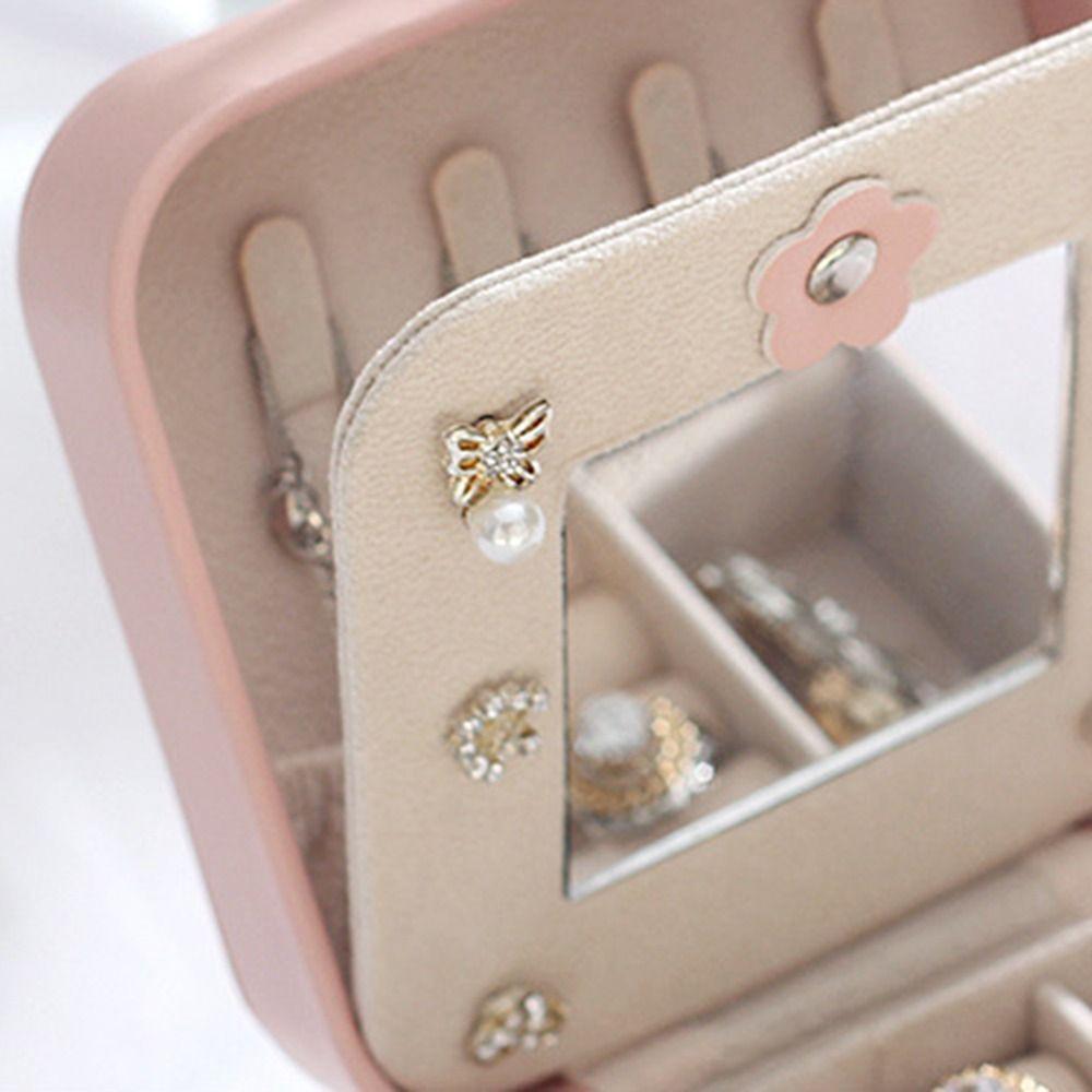 PU Jewelry Storage Box Dustproof Trinkets Storage Organizer  For Home/Travel/Outdoor