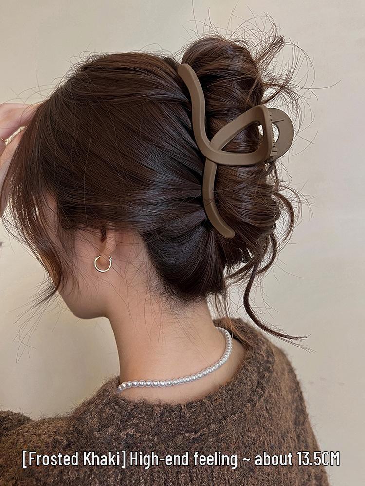 Premium Coffee-Colored Frosted Hairpin - Large All-Match Shark Clip for Elegant Hairstyles