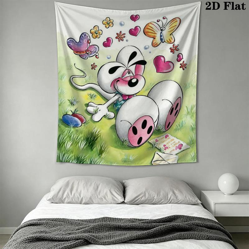 Diddl Cute Wall Tapestry Aesthetic Wall Hanging Printed Fabric Blanket Decorative Tapestries for Bedroom Living Room Home Decor