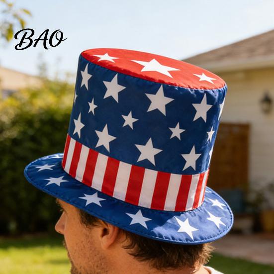 Lightweight Breathable Hat American Flag Top Hat, Uncle Costume for 4th of July, Independence Day Accessory Red White Blue Patriotic Party Decoration