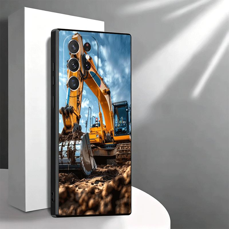 Excavating Machinery Cool Soft Phone Case for Samsung Galaxy S26 S25 Edge S24 Ultra S23 Plus S22 S21 FE S20 Black Cover Back She