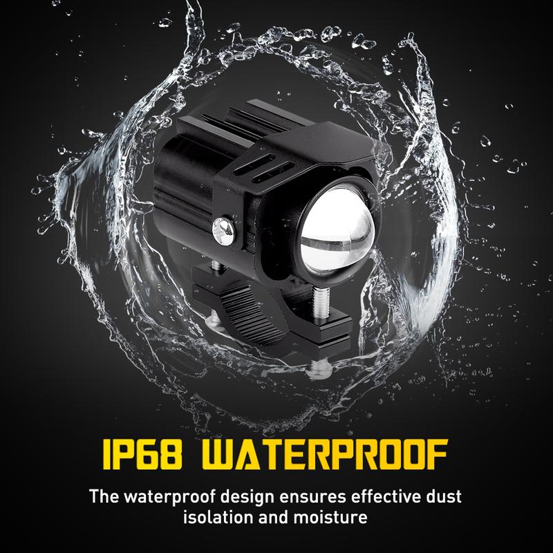 2Pcs Motorcycle Spotlights LED Yellow White Four Mode Strobe 12V Motorcycle Lamp Universal Moto Headlight Spotlights Accessories