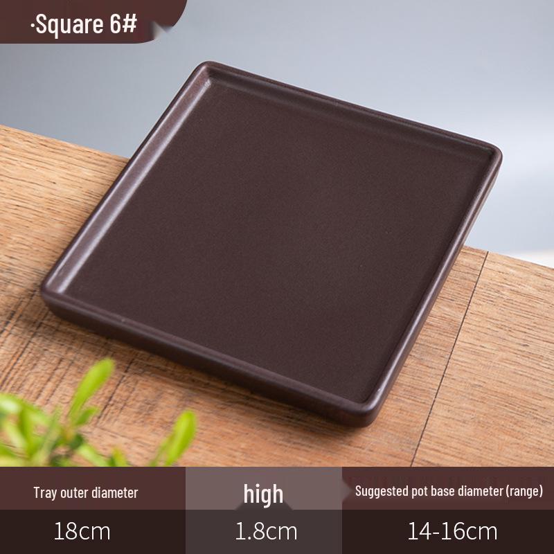 Purple Clay Ceramic Flower Pot Tray - Rectangular/Round Base for Water Catching Bonsai