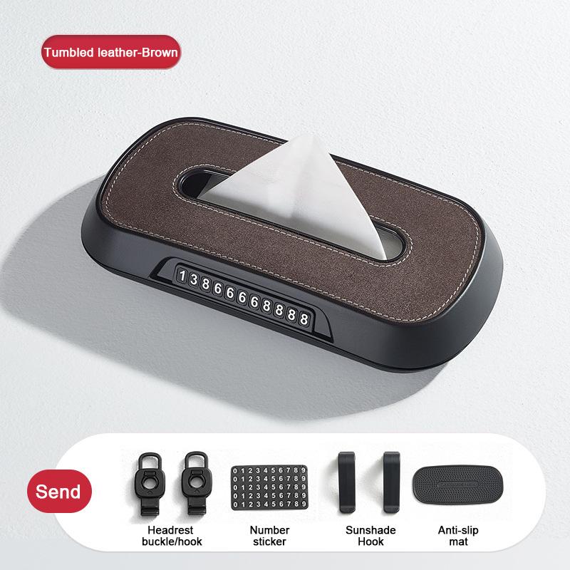 SEAMETAL Car Seat Back Tissue Box Sun Visor Organizer Seat Headrest Paper Towel Storage Box Dashboard Car Parking Number Plate