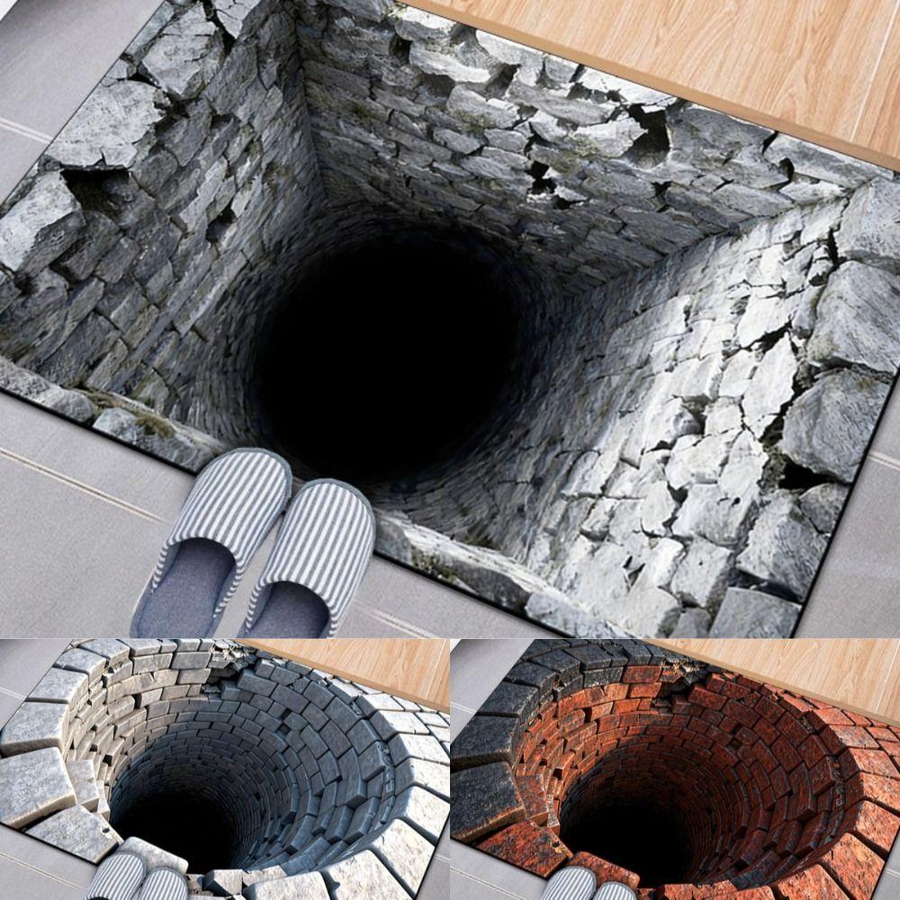 Non-slip Optical Illusion Doormat 3D Flat Bedroom Door Rug Creativity Bathroom Carpet  Home Decor
