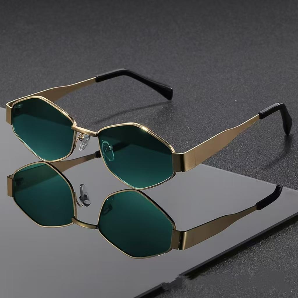 Fashion Polygon Small Frame Sunglasses Personalized Brand Design Metal Sun Glasses Retro Minimalist Women Glasses UV400 Eyewear