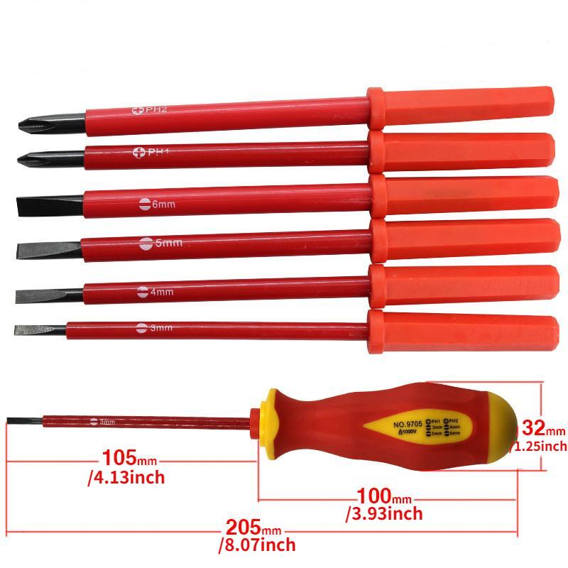 1 комплект 1000 В Набор отверток для электриков Ручной инструмент Электрический полностью изолированный Высоковольтный набор отверток с несколькими головками красный