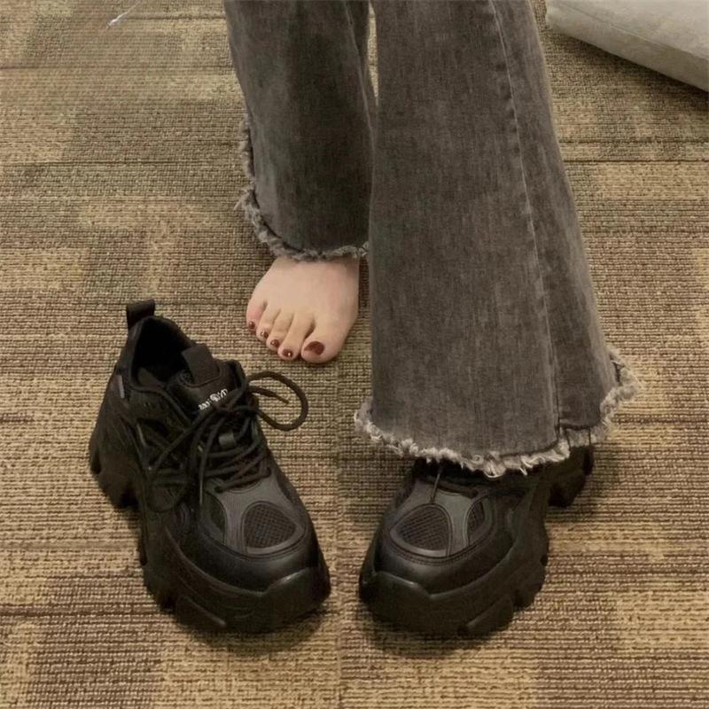 Autumn Spring Women Platform Sport Shoes Women Summer Casual Chunky Sneakers Women Mesh Leather Platform Shoes