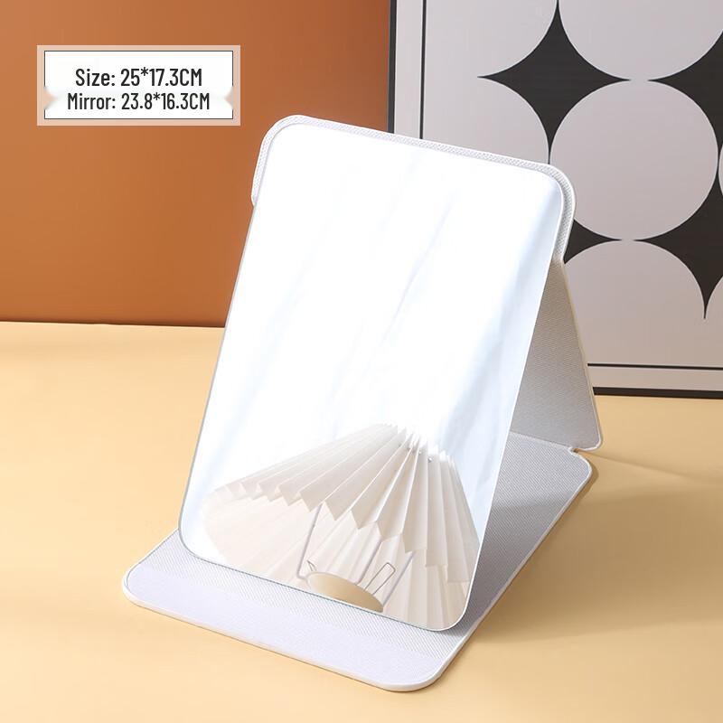Large White Portable Folding Desktop Makeup Mirror