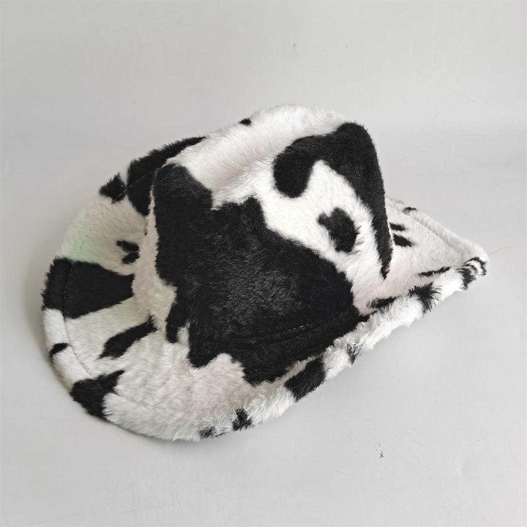 Chapeau de Cowboy en Fourrure de Lapin Imprimé Léopard 7,5 cm Fedora Western Cowboy Chapeau Panama Mode Voyage Fête Chapeau de Cowboy Chaud pour Hommes et Femmes