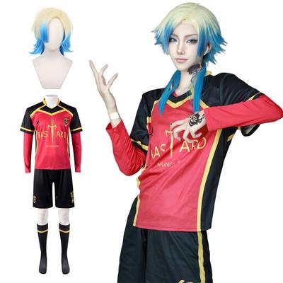 [Excellent Quality] Blue Rock Kaiser Cosplay Costume with Wig, Number 10, Red, for Adults, Cosplay, School Festivals, and Stage Performances (Kaiser W