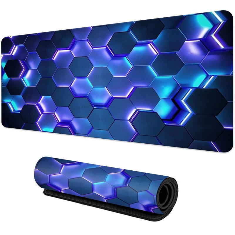Large gaming Mouse Pad Big Red Blue gradient design nonslip rubber sewn edge gaming desk mat keyboard gamers and office work