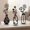 3 Pieces Iron Aesthetic Statue Cute Flower Vase Table Decor for Bedroom Living Room Kitchen Farmhouse Apartment Office Vase Set