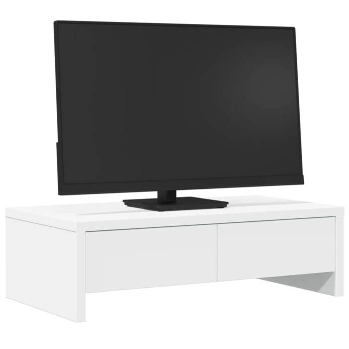 VidaXL Monitor Stand with Drawers White Engineered Wood, Screen Riser, Monitor Shelf, Monitor Base 854661