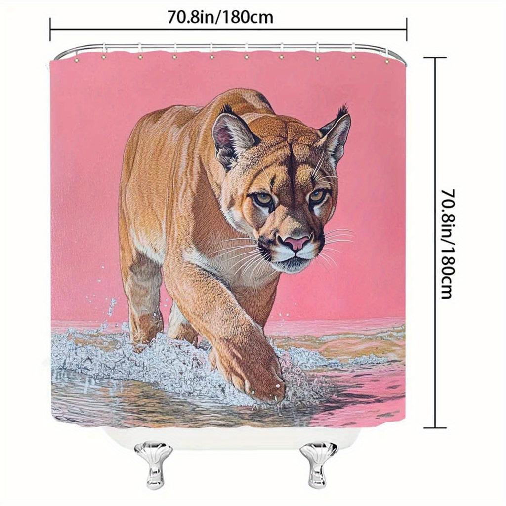 Dynamic Lion Shower Curtain - Dynamic Detail Wall Hanging for Living Room and Bedroom Decoration - Wildlife Style