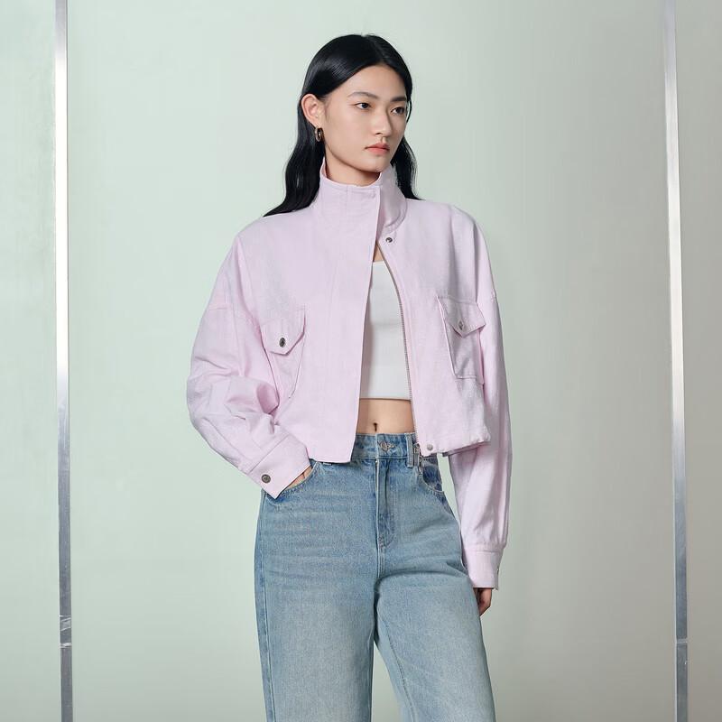 Women's Loose Short Stand Collar Zip Jacket
