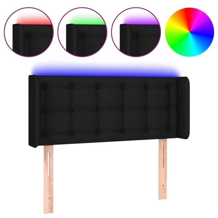3123662 vidaXL Tête de lit à LED Noir 103x16x78-88 cm Tissu