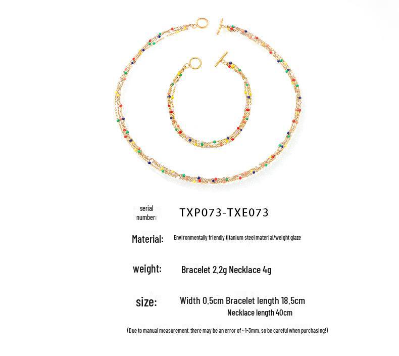 Bohemian Multi-Layer Glazed Beaded Titanium Steel Jewelry Set