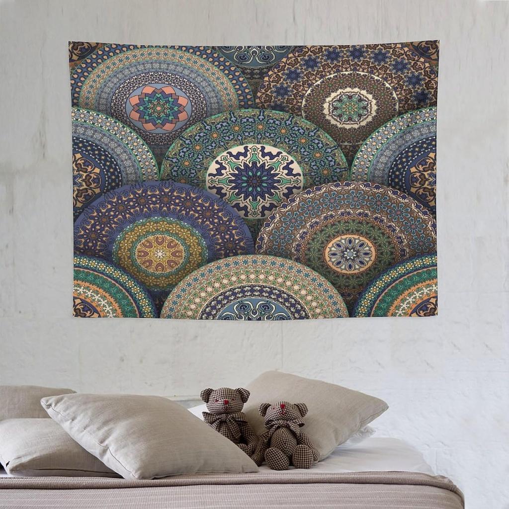 Vintage Bohemian Tapestry Wall Hanging Colorful Mandala Indian Pattern Tapestries Home Decor for Living Room Bedroom Apartment