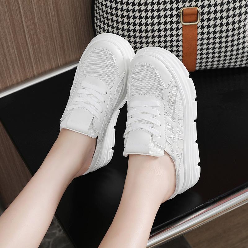 W thick-soled heightening bag head board shoes, new breathable mesh casual wear casual board in summer