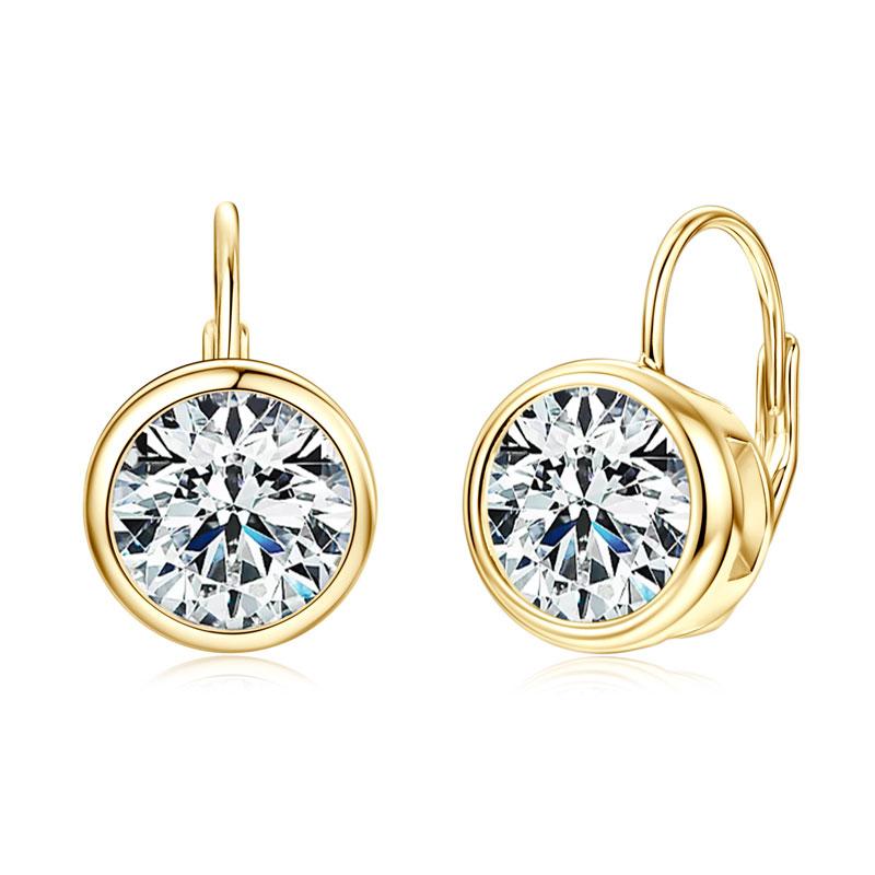 10K Solid Yellow Gold Ear Huggies with Certificate Moissanite Earring Hoop Clip Earring Wedding Wedding Banquet Fine Jewelry New