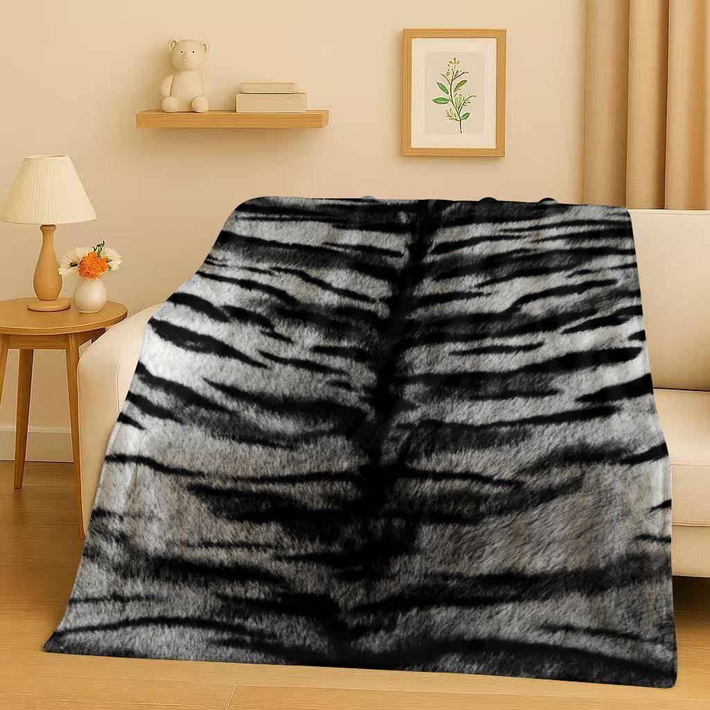 3D Zebra Tiger Leopard Beast Stripe Print Art Flannel Blanket,Ultra Soft Warm Plush Throw for Home Bedroom Bed Sofa Cover Office