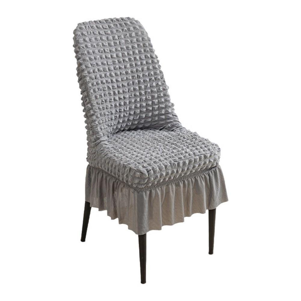 Stretchable Seersucker Stretch Puff Chair Cover Breathable Anti-Slip Seersucker Chair Seat Cover Wrinkled Fabric Pet-Resistant серый