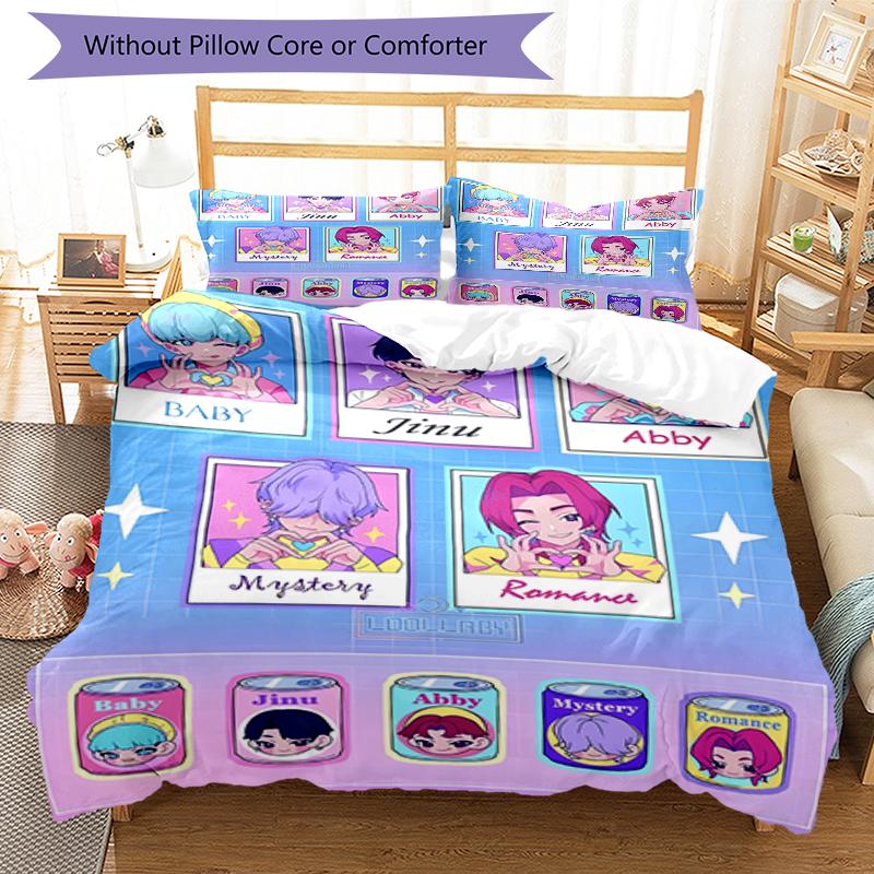 3pcs KPop Demon Hunters SAJA BOYS3 Design Cover Set - HD Printed Bedding with 1 Cover and 2 Pillowcases - Perfect for Home and Dorm Decor