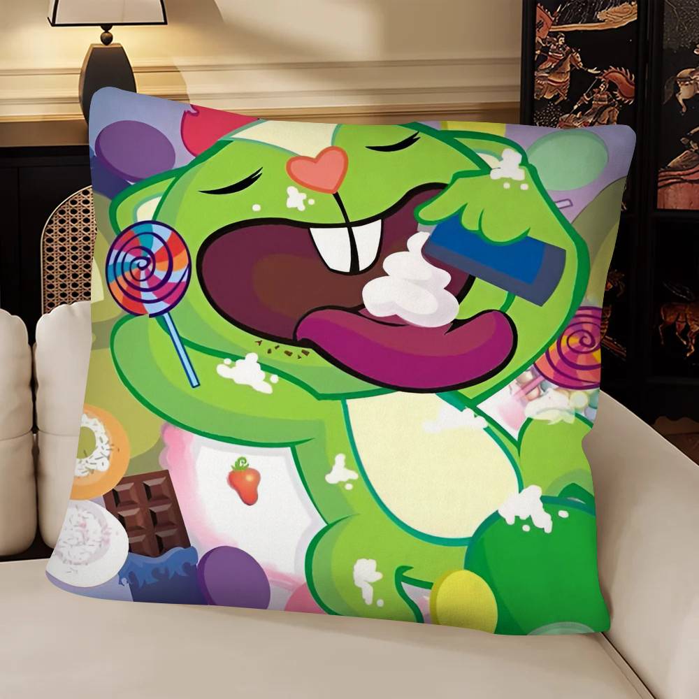 Cartoon HHappy Tree FFriends Pillow Case Fashion Square Pillowcase Bedroom Sofa Room Ins Decoration Leisure