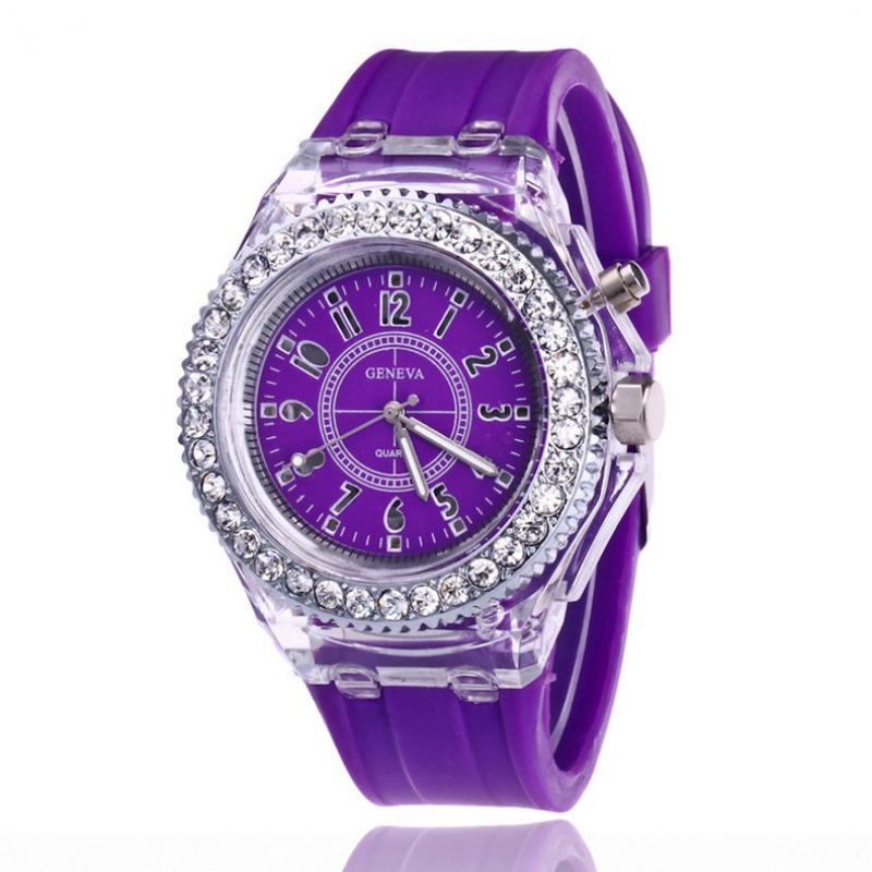 New colorful lights personalized rhinestone led Harajuku fashion trend male and female students couple quartz watch