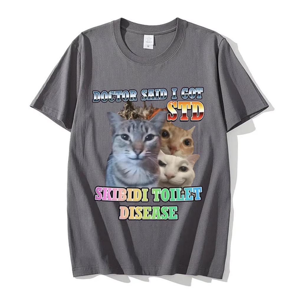 Skibidi Toilet Disease Funny Cat Meme T-shirt Harajuku Y2k Clothing Short Sleeve T-shirt Men Women Casual Fashion Loose T Shirts