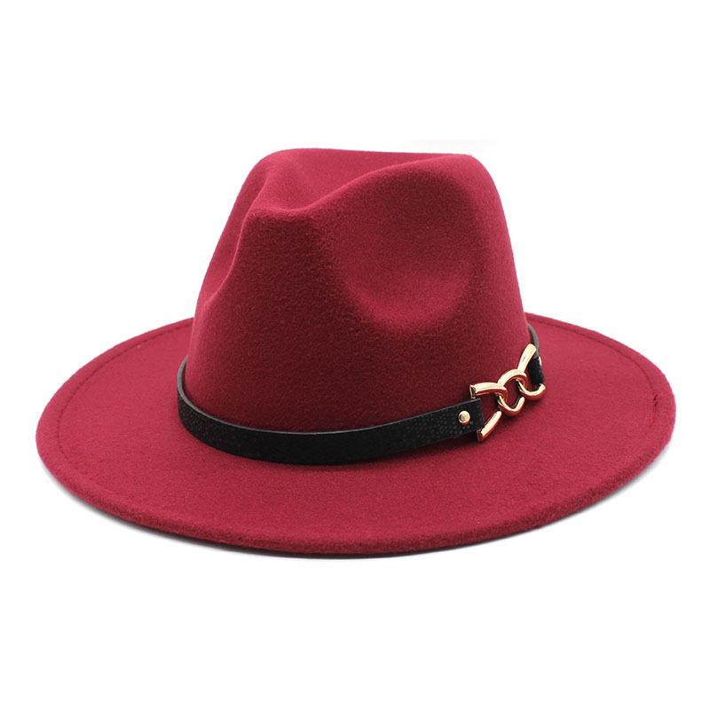 Big Brim Brown Belt British Retro Felt Hat Western Denim Woolen Tibetan Hat Jazz Hat