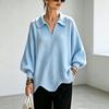 Women's Casual Solid Color Knit Sweater - Long Sleeve Pullover