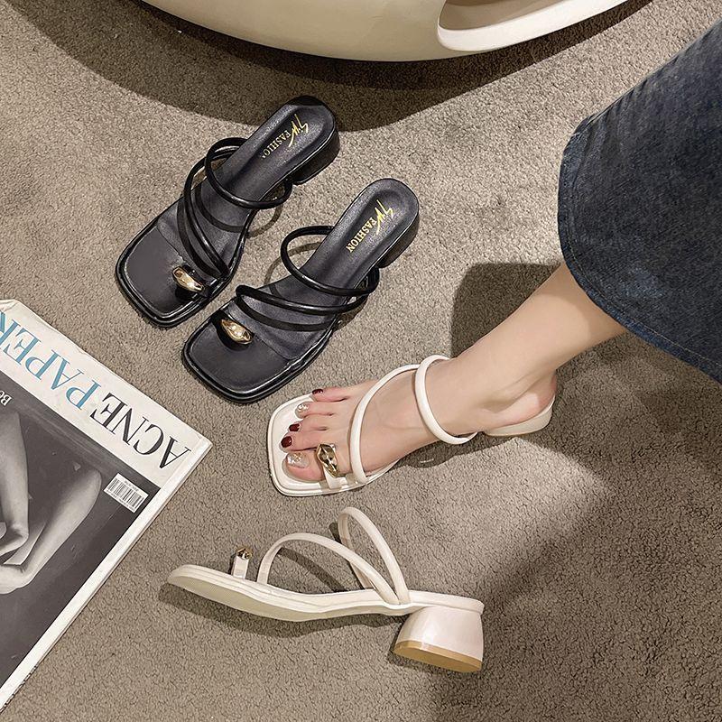 Fairy Style with Skirt Fashion French Sandals 2025 New Thick Heel Sandals Women Summer Wear Women's Toe Slippers