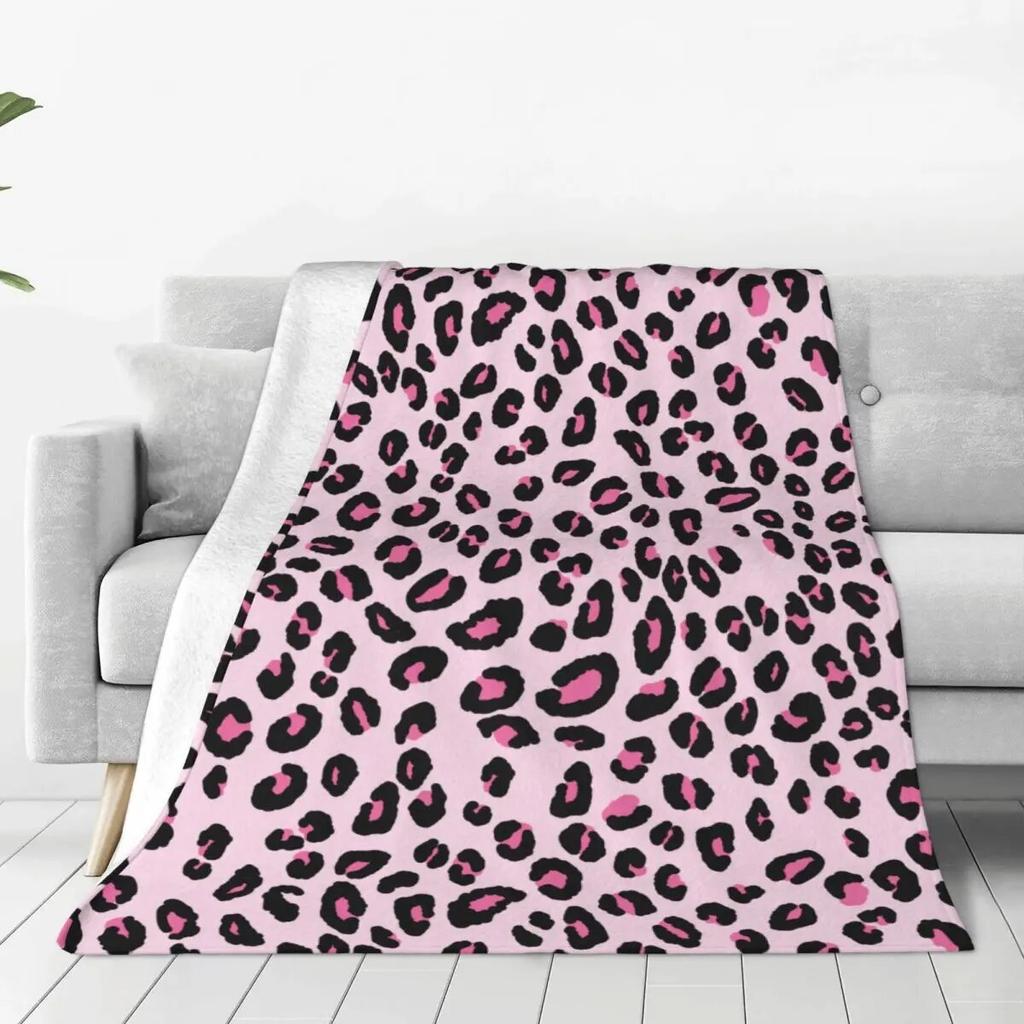 Cute Leopard Print Blanket Fleece Winter Multifunction Super Warm Throw Blankets for Home Travel Quilt