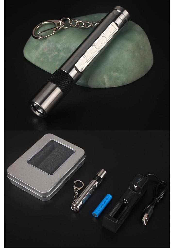 365nm Purple Light Mini Stainless Steel Flashlight Keychain for Antiques, Collectibles & Jade Identification