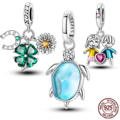 Originele Blauwe Zeeschildpad Hanger Charms Koperen Koppel Liefhebber Dangle Passend Armband Vrouwen Diy Sieraden Cadeau
