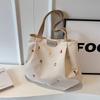 Women'S Fashion Tote Bag with Wristlet, Large Capacity Shoulder Bag, Zip Closure, Trim, Casual Style for Students