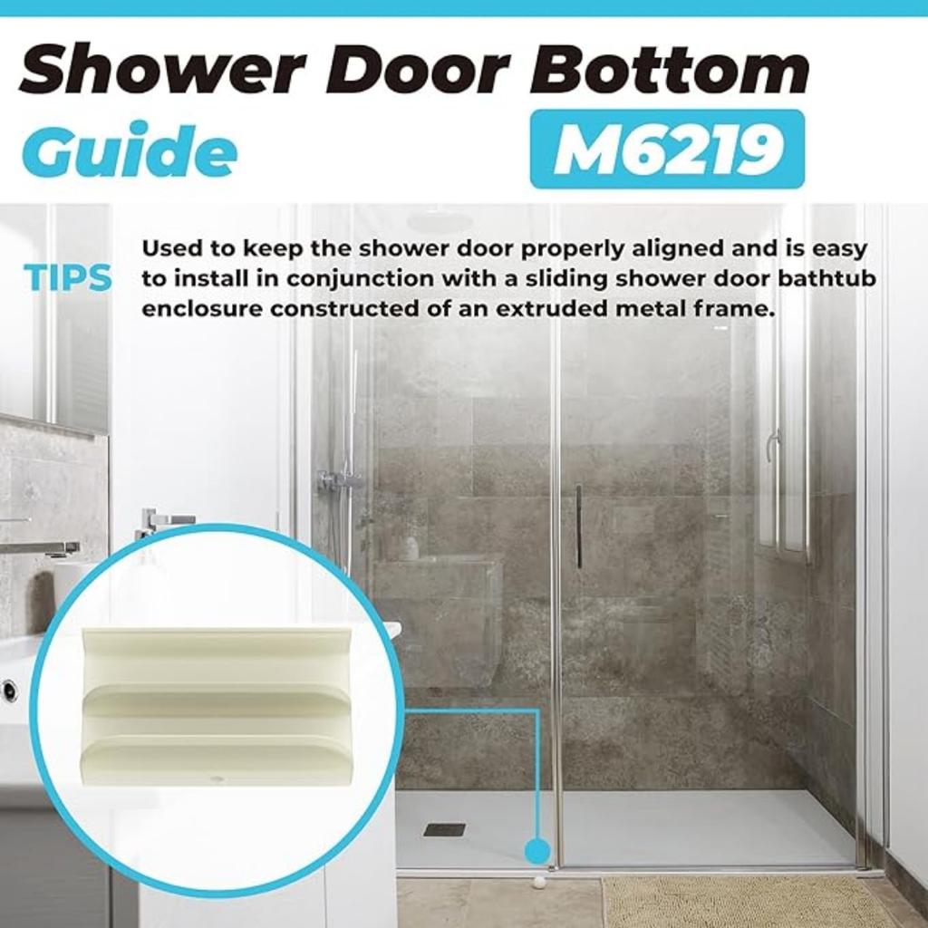 Sliding Shower Door Bottom Guide Fits for Sliding Shower Door (Top Hung) Tub Enclosure Systems, 1/2 In Channels for Glass Shower Door Plastic Guide