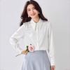 Women's Chic Early Spring Glossy Satin Long-Sleeve Shirt - Fashionable High-End Office Wear