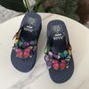 Fashion Elegant Woman Heels Women Girls Butterfly Floral Wedges Flip Flops Sandals Slippers Beach Shoes