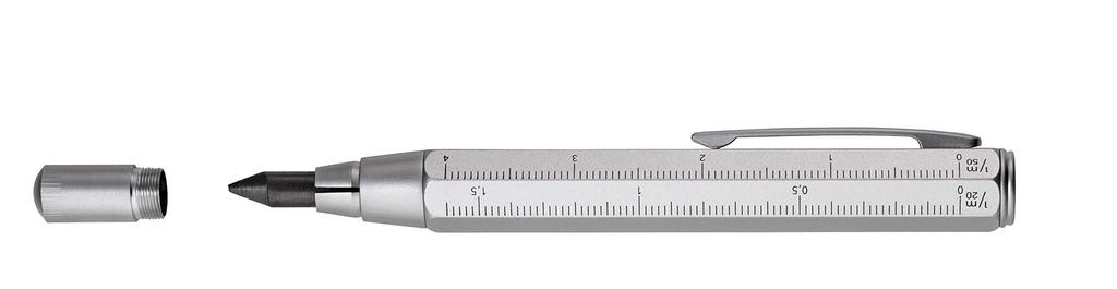 TROIKA Lead Holder Clutch Pencil for Zimmermann Pencils HB Integrated Silver 5.6mm Drop-Style Carpenter's (5.6mm Lead), Centimeter/Inch Ruler,
