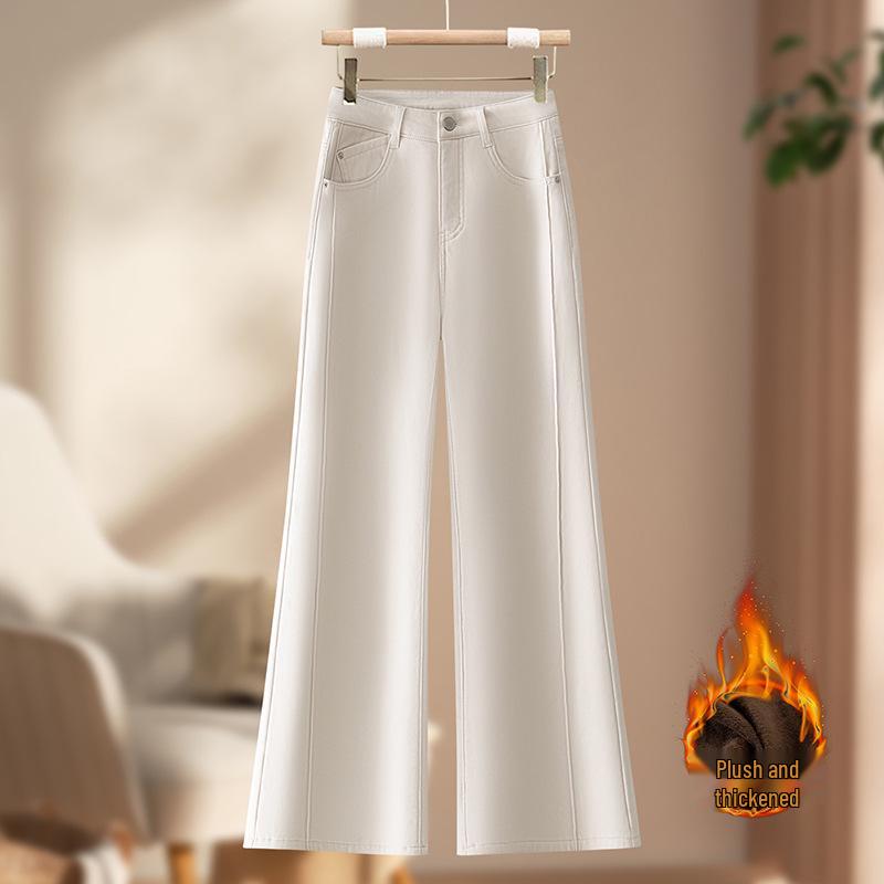 Chic High-Waisted Micro-Elastic Wide-Leg Pants - Women's 2026 Spring/Winter, Slimming, Warm, Loose, and Thickened.