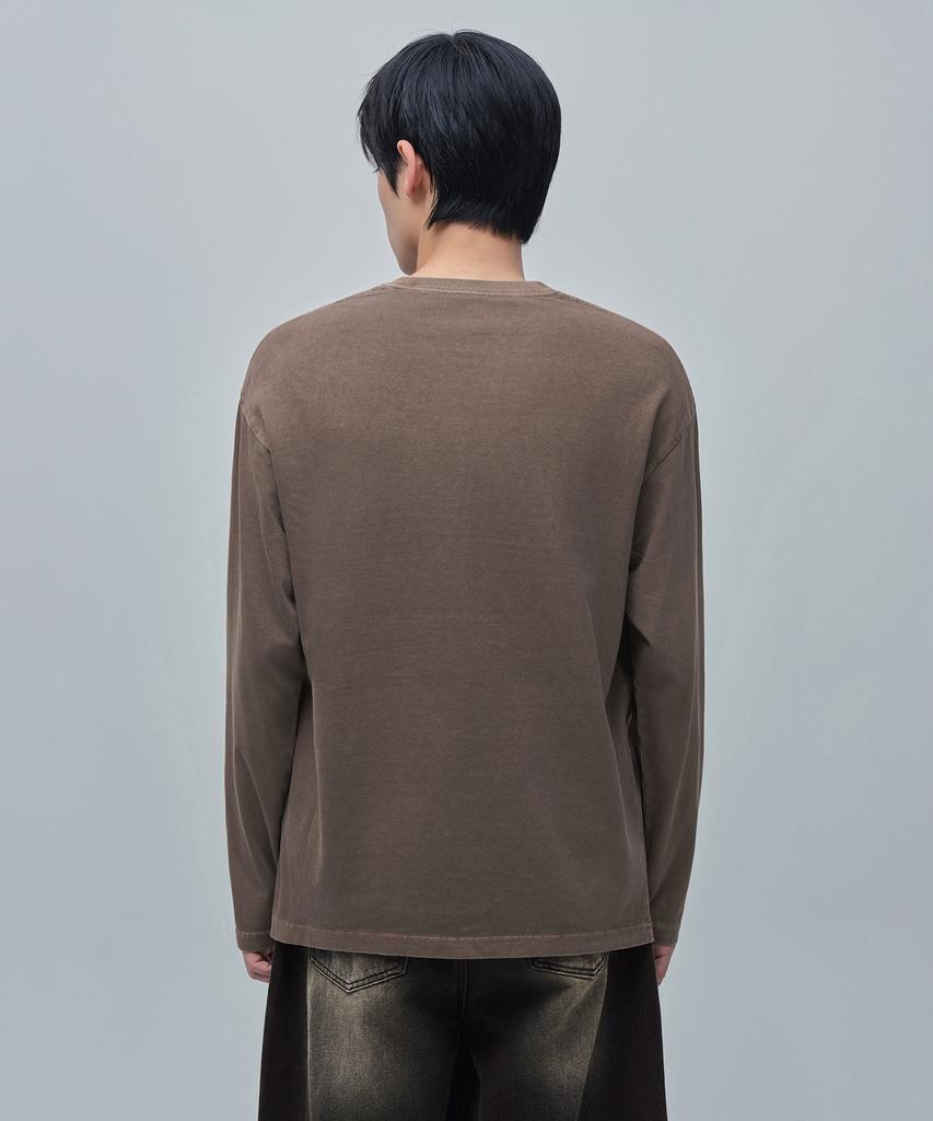 MUSINSA STANDARD Pigment Relaxed Crew Neck Long Sleeve T-Shirt [Brown]